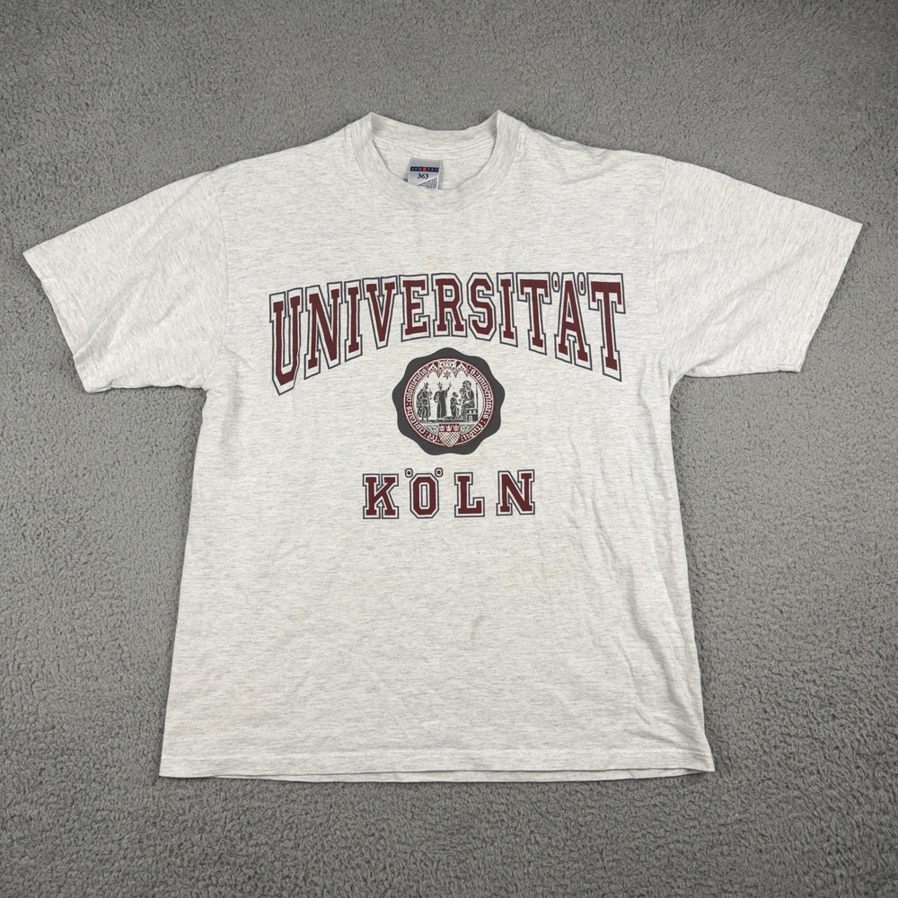 Vintage University of Cologne Germany Shirt Mens Medium Jerzees Graphic Tee 90s
